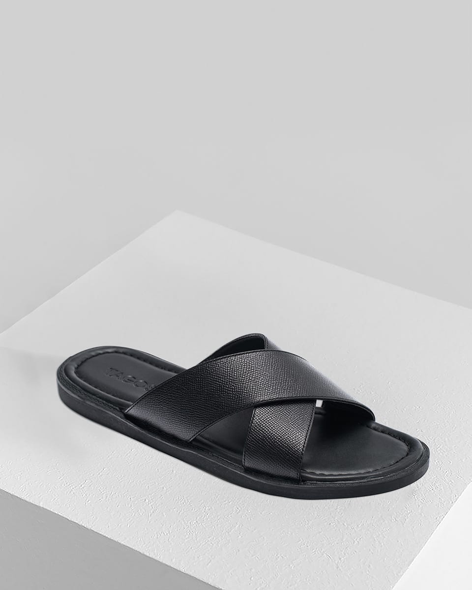 Dép da nam quai chéo TAGOS DNTG16-08251-D